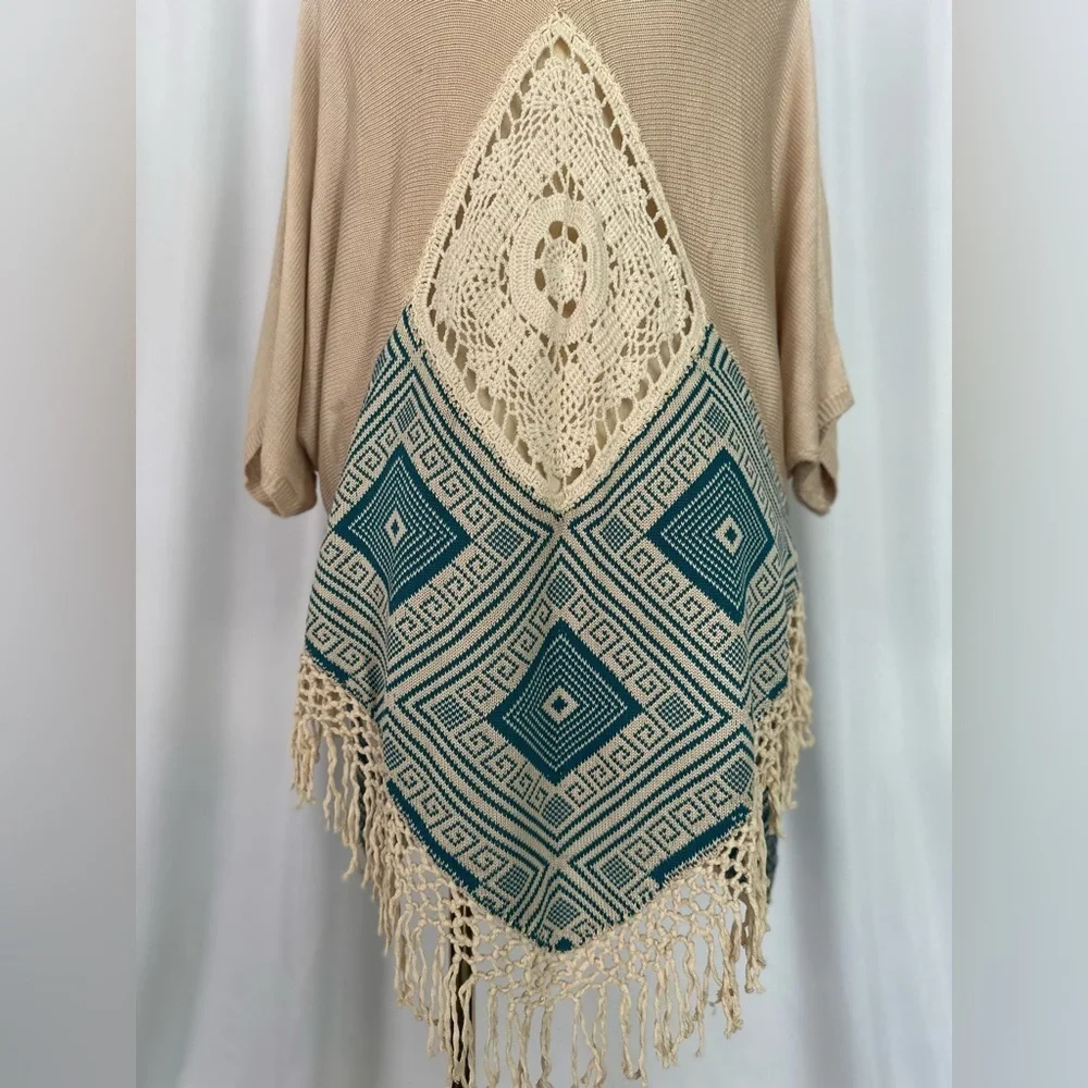 Umgee Boho Crochet Back Fringe Kimono Cardigan | Oversized (1157)
